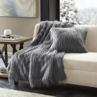 Madison Park Edina Black Faux Fur Throw