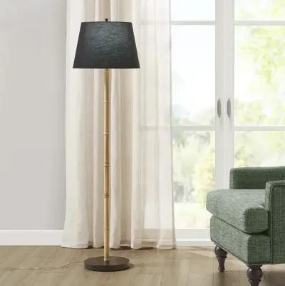 Martha Stewart Nassau Black/Natural Metal Bamboo Floor Lamp 60"H