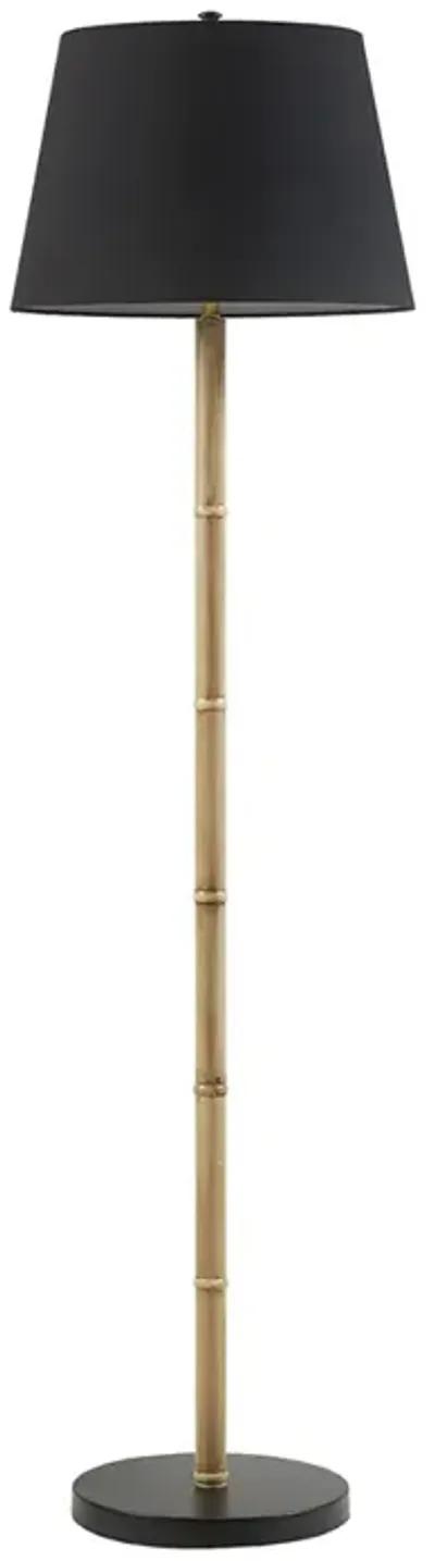 Martha Stewart Nassau Black/Natural Metal Bamboo Floor Lamp 60"H