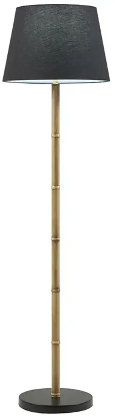 Martha Stewart Nassau Black/Natural Metal Bamboo Floor Lamp 60"H