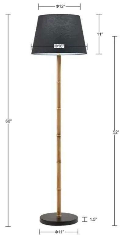 Martha Stewart Nassau Black/Natural Metal Bamboo Floor Lamp 60"H