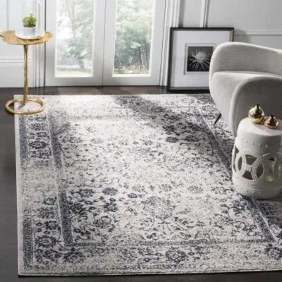 Adirondack Contemporary Grey / Navy 5'-1" X 7'-6" Powerloomed Rug