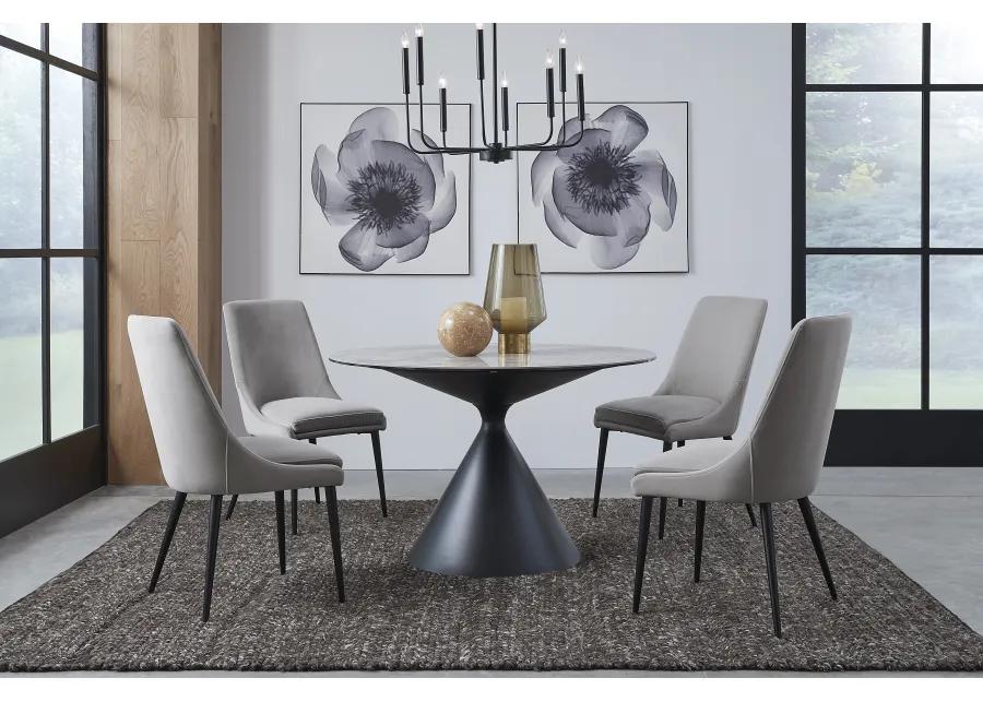 Winston Stone Top Metal Base Round Dining Table in Grigio