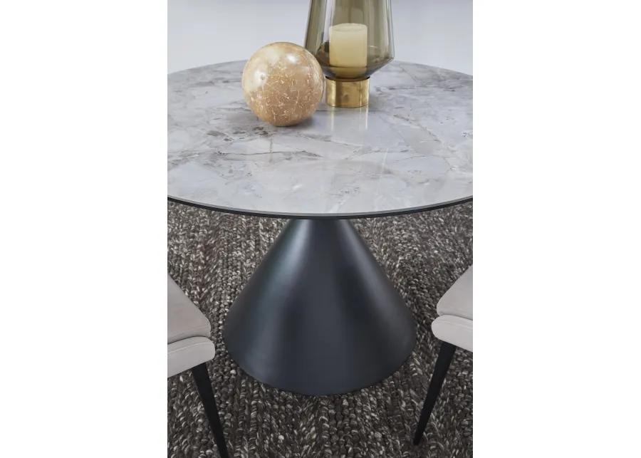 Winston Stone Top Metal Base Round Dining Table in Grigio