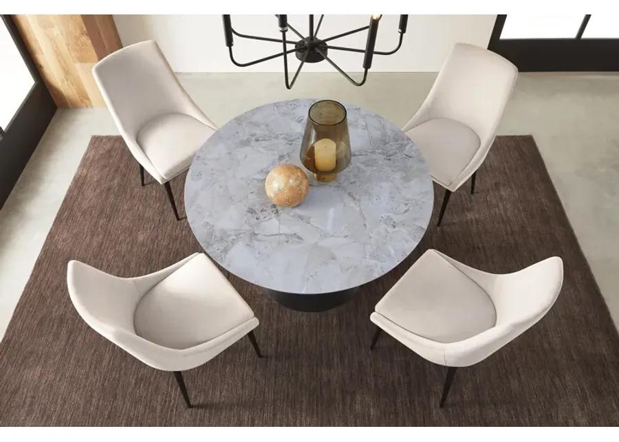 Winston Stone Top Metal Base Round Dining Table in Grigio