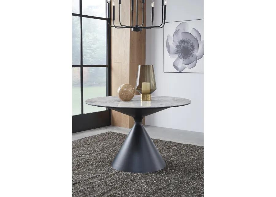 Winston Stone Top Metal Base Round Dining Table in Grigio