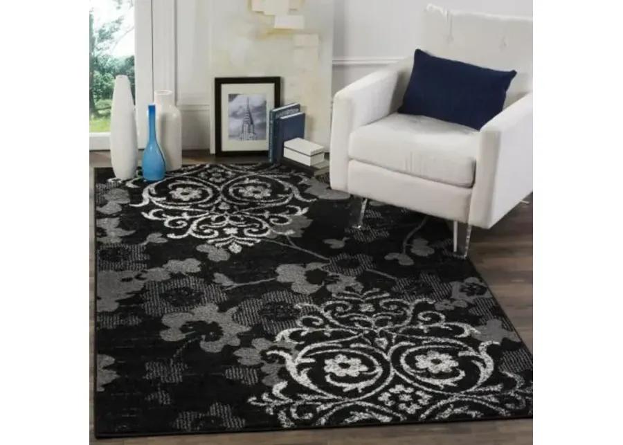 Adirondack Contemporary Black / Silver 2'-6" X 4' Powerloomed Rug