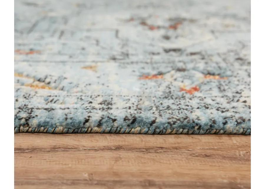 Premier Blue Distressed Classical NZ Wool/Tencel Blend 8' x 10' Rectangle Rug