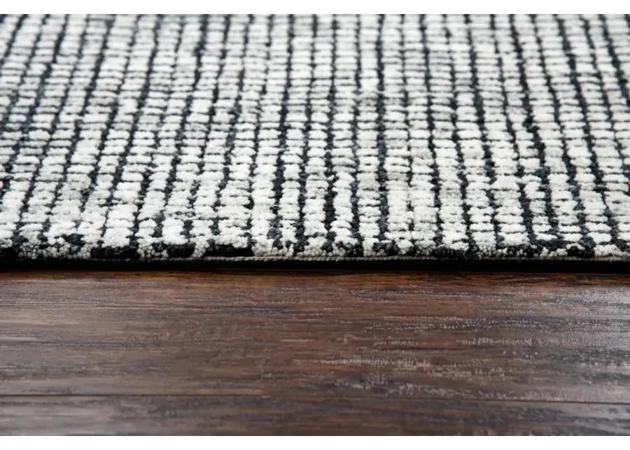 Talbot Black/White Tweed Wool 2'6" x 8' Runner Rug