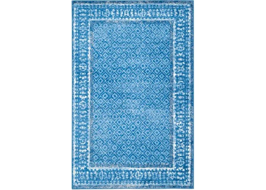 Adirondack Contemporary Light Blue / Dark Blue 3' X 5' Powerloomed Rug