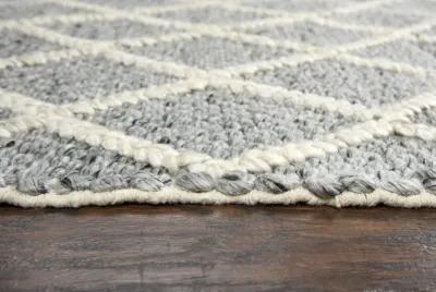 Ewe Complete me Gray Diamond/Woven Wool/Polyester 8' x 10' Rectangle Rug