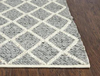 Ewe Complete me Gray Diamond/Woven Wool/Polyester 8' x 10' Rectangle Rug