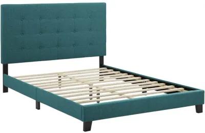 Melanie Twin Tufted Button Upholstered Fabric Platform Bed