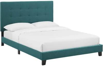 Melanie Twin Tufted Button Upholstered Fabric Platform Bed