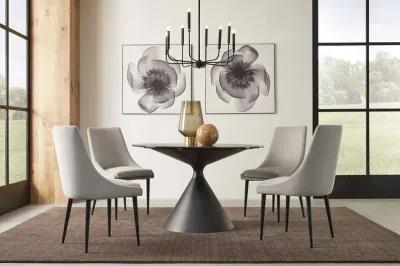 Winston Stone Top Metal Base Round Dining Table in Black