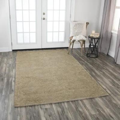 Fifth Avenue Brown Damask Wool 9'x12' Rectangle Rug