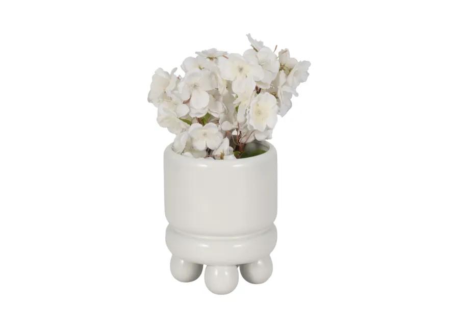 7" Knobby Footed Planter, White