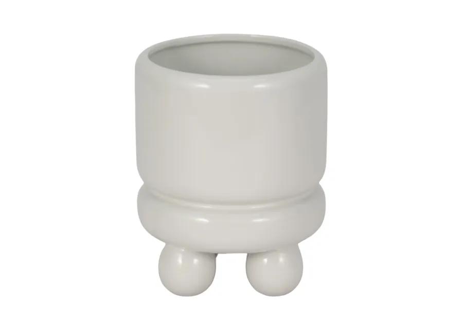 7" Knobby Footed Planter, White