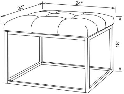 Swanson Upholstered Tufted Ottoman White and Chrome