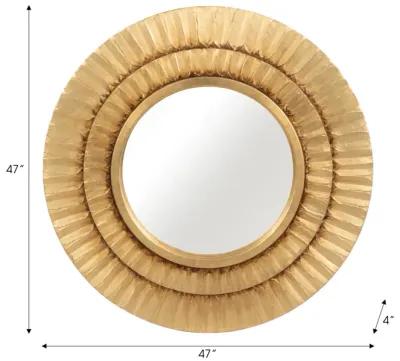 47x47 Round Tribal Gold Leaf Mirror