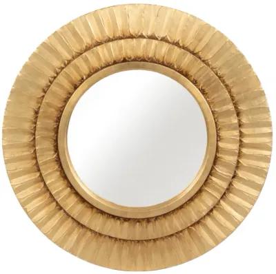 47x47 Round Tribal Gold Leaf Mirror