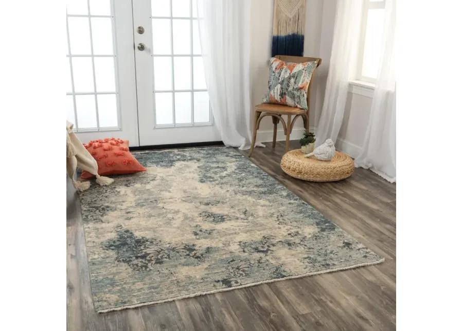 Platinum Blue Abstract Proprietary Wool 10' x 13' Rectangle Rug