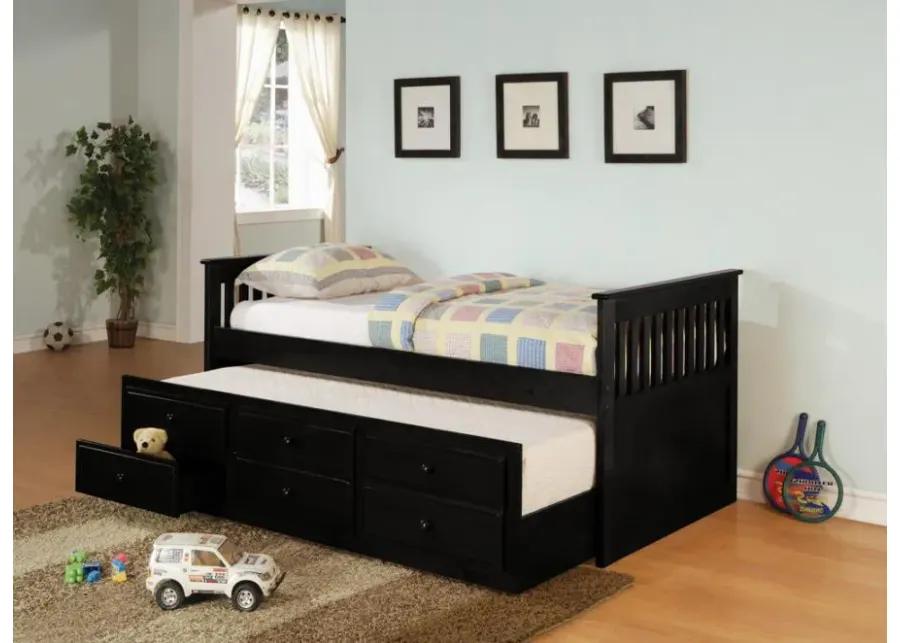 Rochford Twin Captain's Daybed with Storage Trundle Black