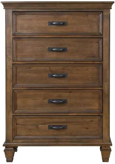 Franco 5-drawer Chest Burnished Oak