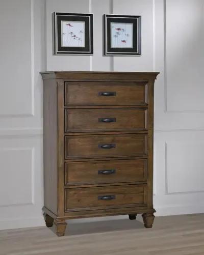 Franco 5-drawer Chest Burnished Oak