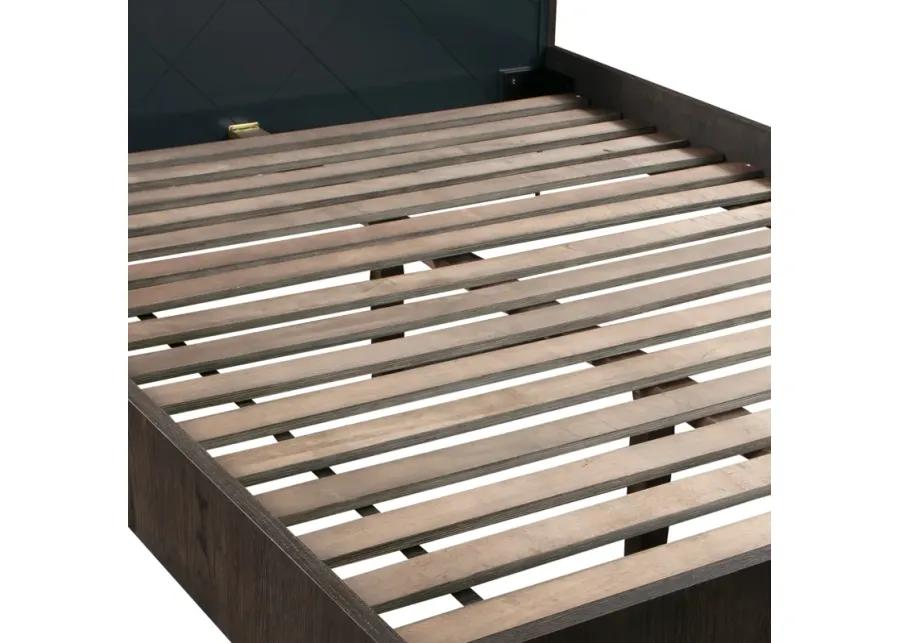 Cross Solid Oak and Metal King or Queen Platform Bed Frame