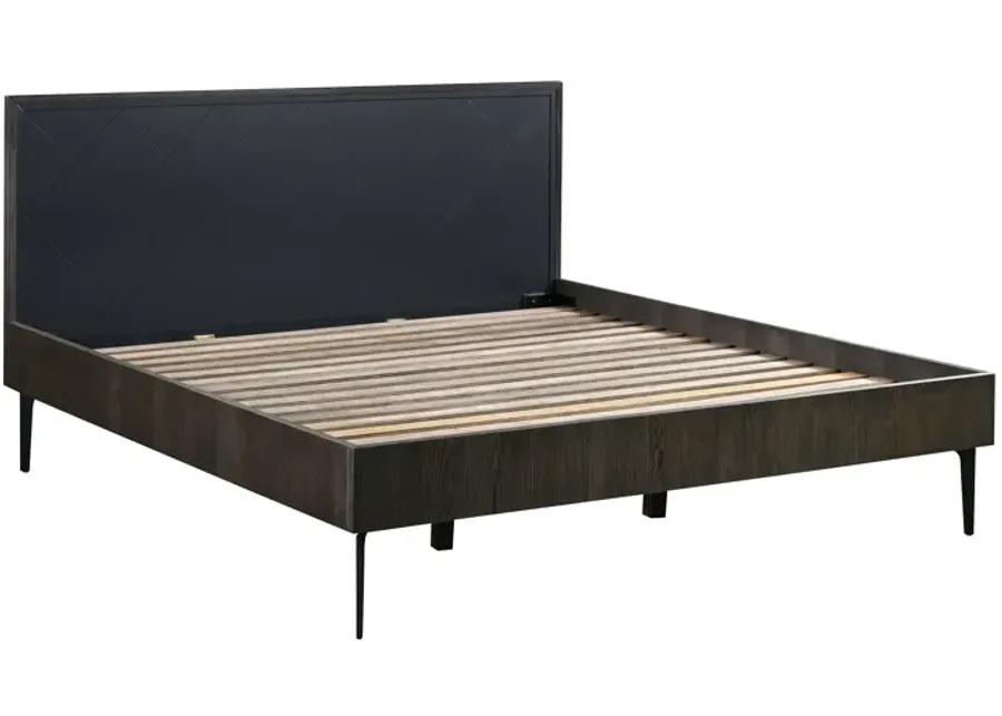 Cross Solid Oak and Metal King or Queen Platform Bed Frame