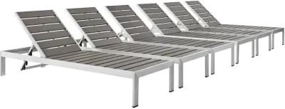 Shore Chaise Outdoor Patio Aluminum Set of 6