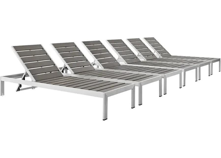 Shore Chaise Outdoor Patio Aluminum Set of 6