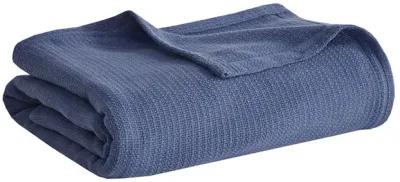 Madison Park Freshspun Basketweave Navy Cotton Blanket