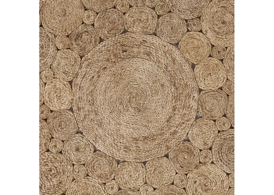 Nature Floral Geometric Organic Jute Indoor Round Area Rug 4'