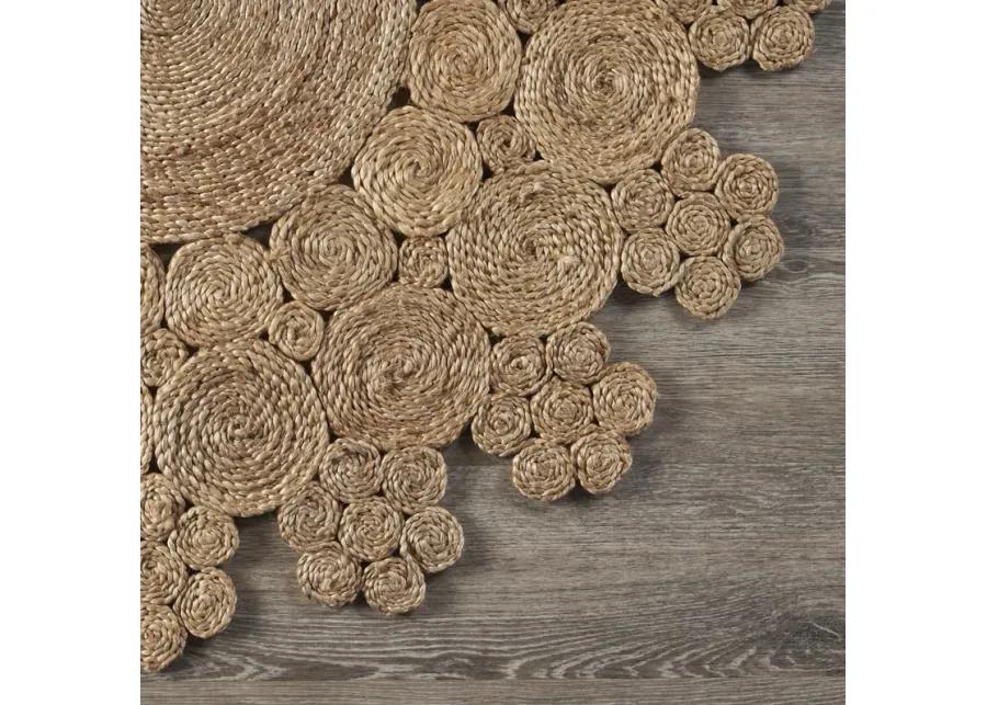 Nature Floral Geometric Organic Jute Indoor Round Area Rug 4'