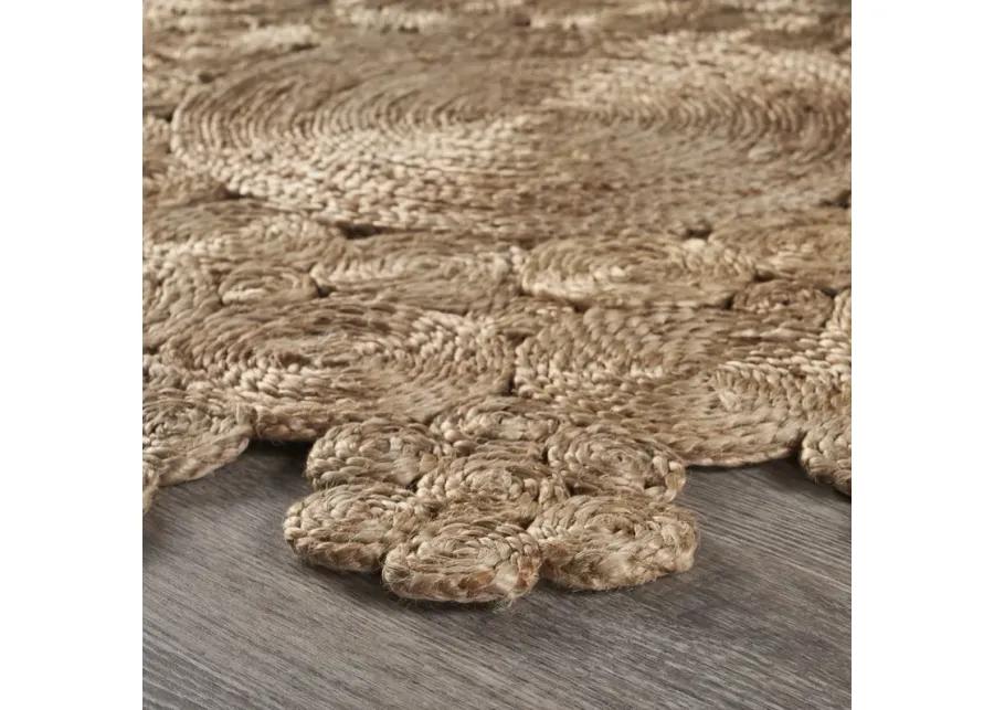 Nature Floral Geometric Organic Jute Indoor Round Area Rug 4'