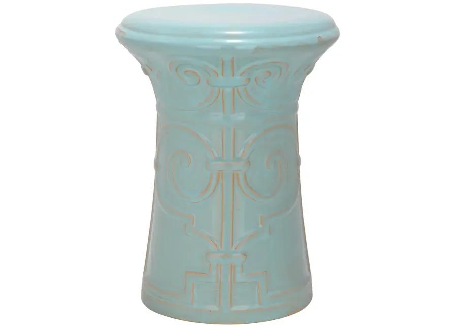 Light Aqua Imperial Scroll Garden Stool