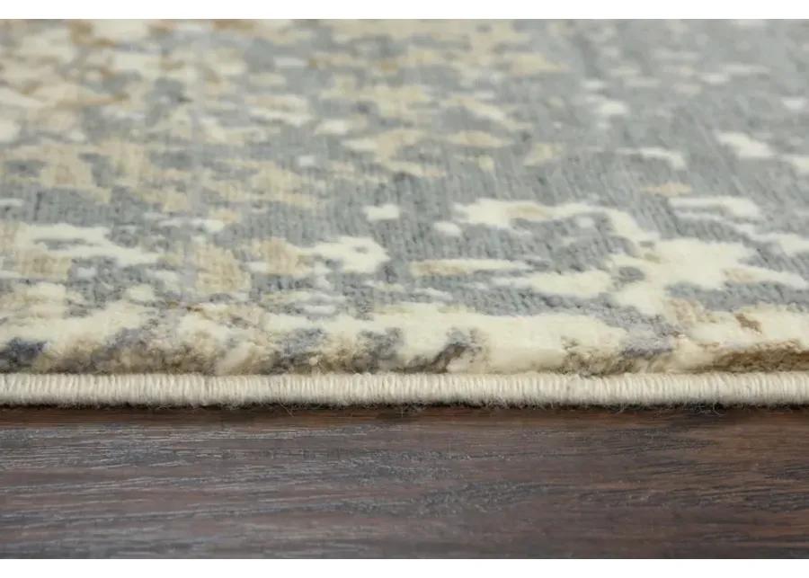 Impressions Beige Abstract NZ Wool/Tencel Blend 2'6" X 10' Runner Rug