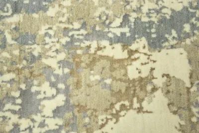 Impressions Beige Abstract NZ Wool/Tencel Blend 2'6" X 10' Runner Rug