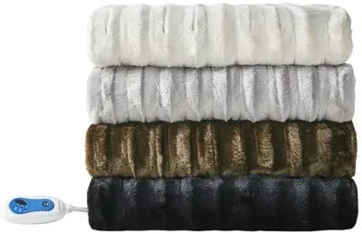 Beautyrest Heated Duke Black Faux Fur Heated Throw