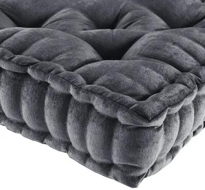 Intelligent Design Azza Charcoal Poly Chenille Square Floor Pillow Cushion