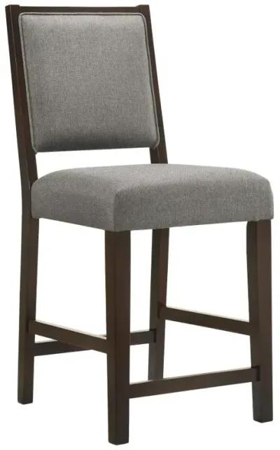 Alaya Upholstered Open Back Counter Height Stools with Footrest (Set of 2) Grey And Espresso