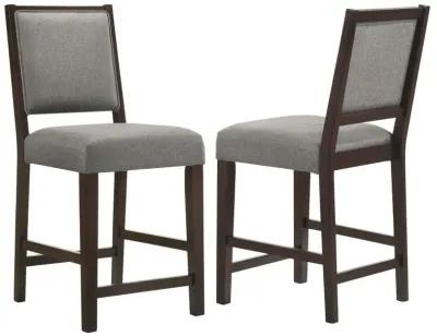 Alaya Upholstered Open Back Counter Height Stools with Footrest (Set of 2) Grey And Espresso