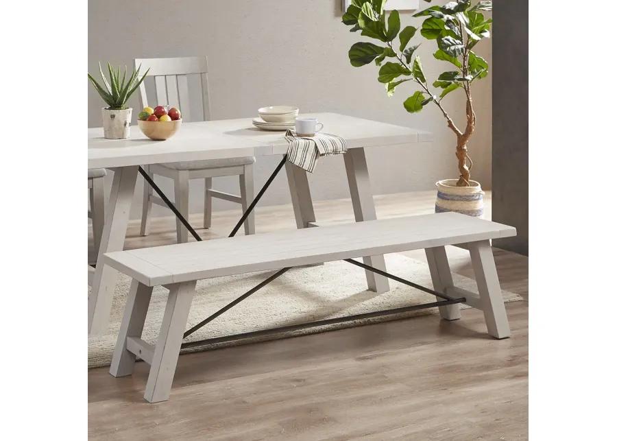 INK+IVY Sonoma Reclaimed White Dining Bench