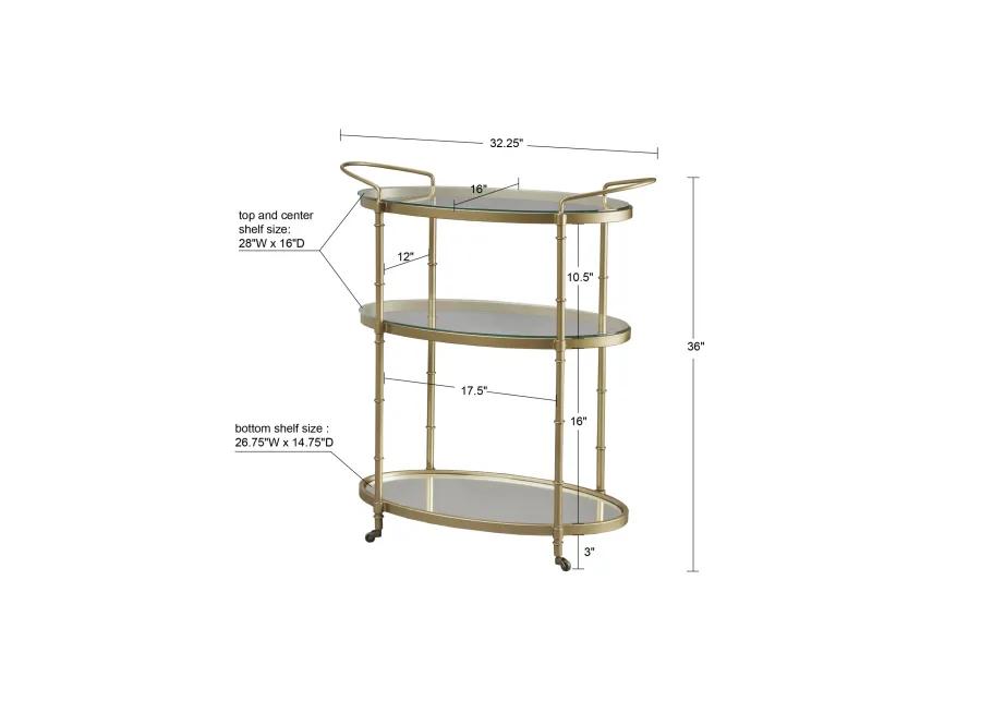 Madison Park Signature Lauren Antique Gold Bar Cart