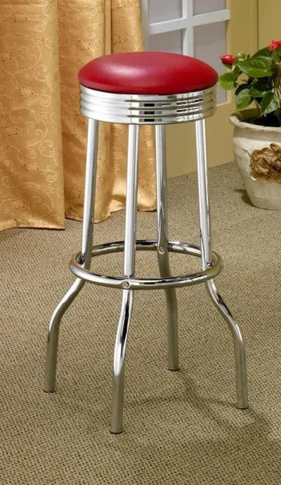 Theodore Upholstered Top Bar Stools Red and Chrome (Set of 2)