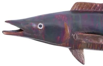 wahoo fish wall sculpture, resin, copper patina finish