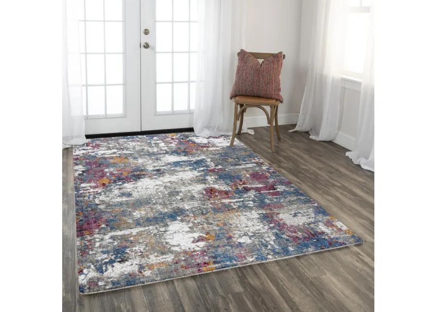 Signature Gray/Blue  Recycled Polyester 5'2" x 7'9" Rectangle Rug