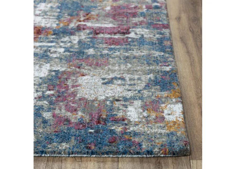 Signature Gray/Blue  Recycled Polyester 5'2" x 7'9" Rectangle Rug